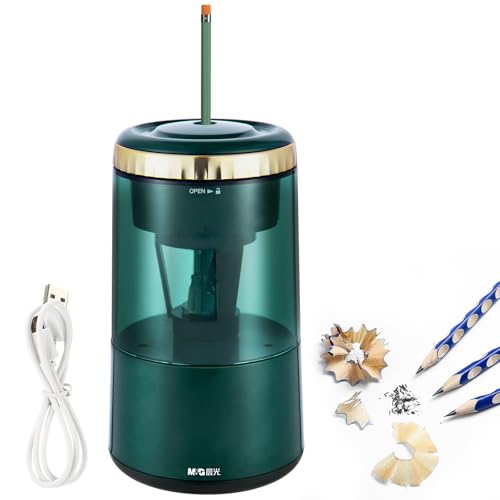 Fast & Easy Electric Pencil Sharpener for Kids & Adults, USB Powered (Green)