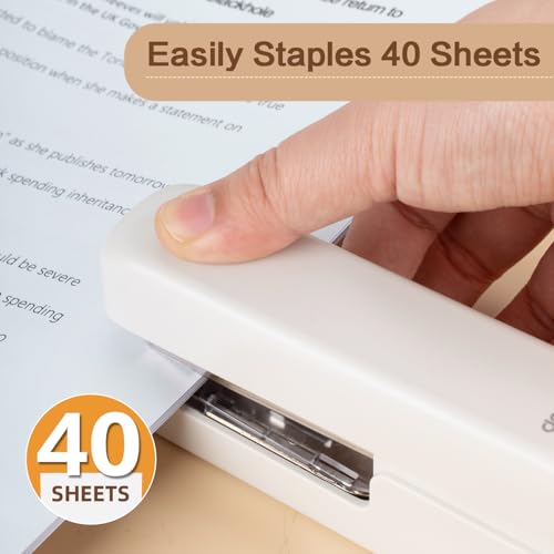 Desktop Stapler with Integrated Staple Remover, 40 Sheet Capacity - White