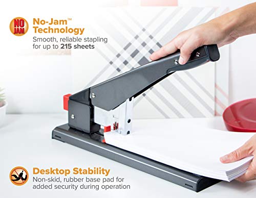 Bostitch 215 Sheet Jam-Free Heavy Duty Stapler, Black (00540)