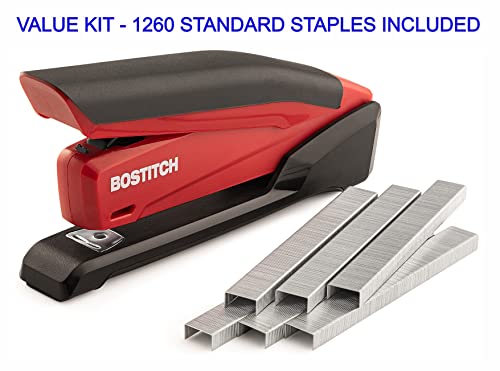 Bostitch InPower Red Spring Stapler - 20 Sheet Capacity & Built-in Remover