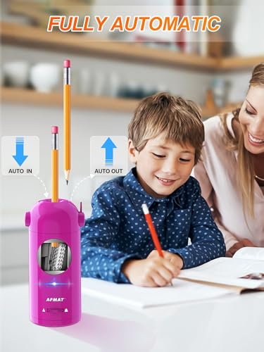 AFMAT Fully Automatic Electric Pencil Sharpener for Colored Pencils, Rechargeable, 7-11.5mm Jumbo Pencils, Home & Classr