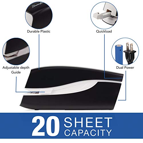 Swingline Electric Stapler, 20 Sheet Capacity, Full Strip, Portable, Black