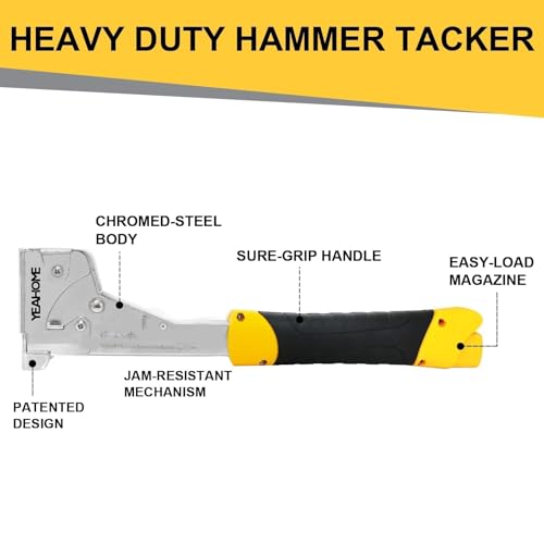YEAHOME Heavy Duty 6000 T50 Stapler, 1/2 & 3/8 Inches, Steel Construction