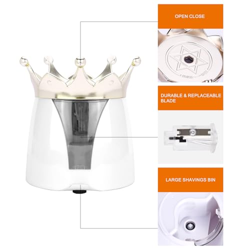 Crown Design Automatic Electric Pencil Sharpener - 2AA Battery, White