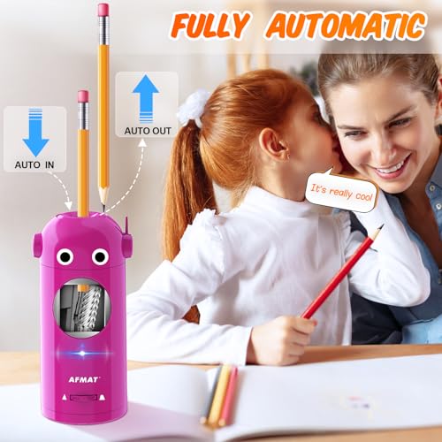 Automatic Electric Pencil Sharpener for Colored Pencils 7-11.5mm - Hands-Free Rechargeable Home and Classroom Sharpener