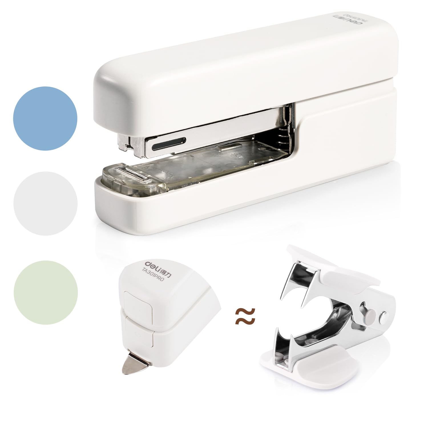 Desktop Stapler with Integrated Staple Remover, 40 Sheet Capacity - White