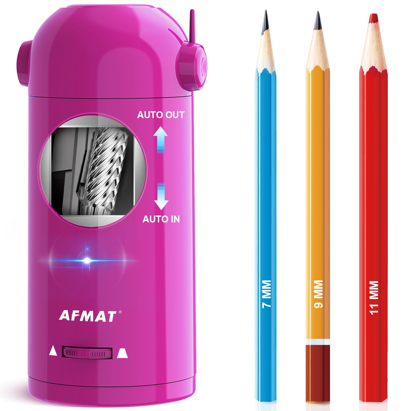 AFMAT Fully Automatic Electric Pencil Sharpener for Colored Pencils, Rechargeable, 7-11.5mm Jumbo Pencils, Home & Classr