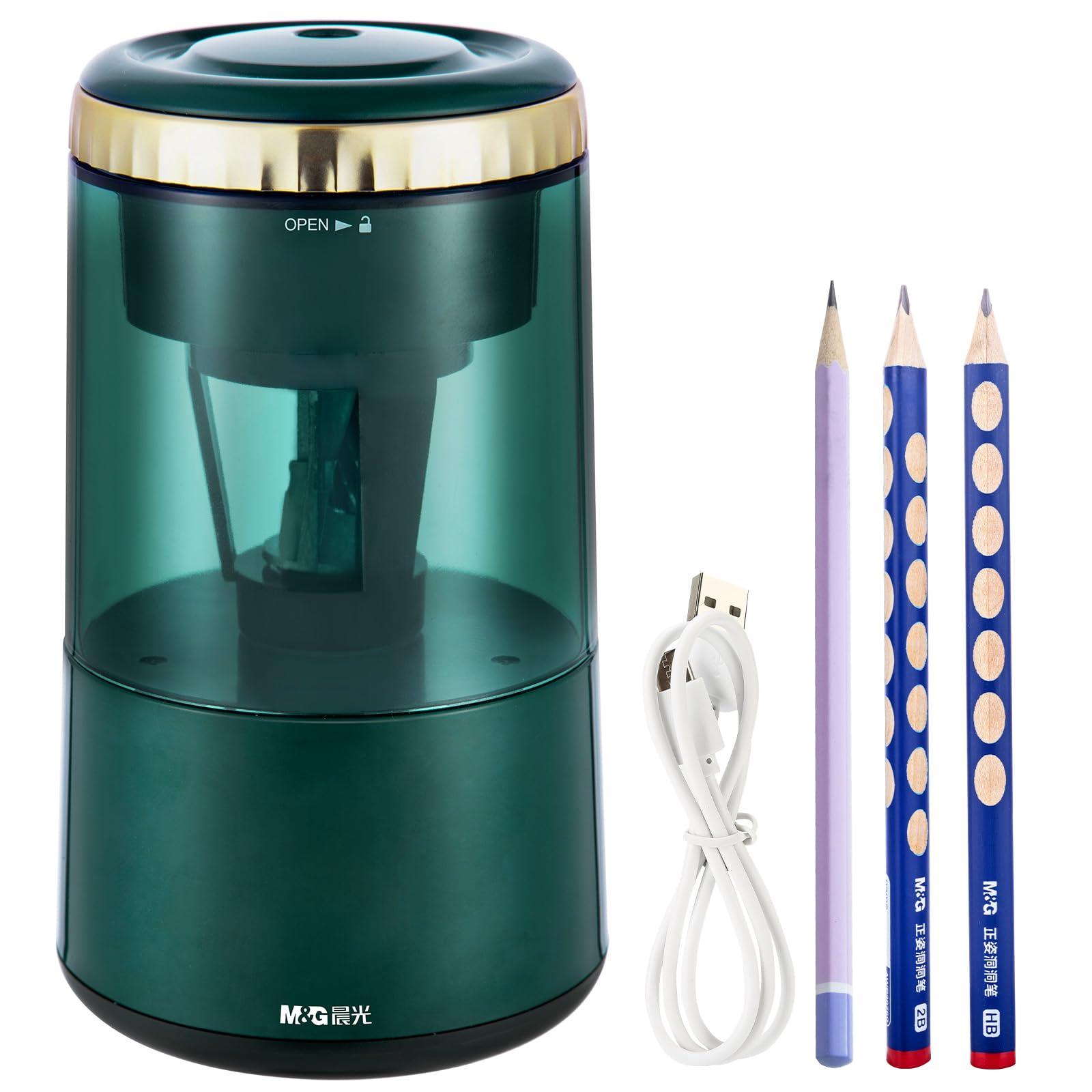 Fast & Easy Electric Pencil Sharpener for Kids & Adults, USB Powered (Green)